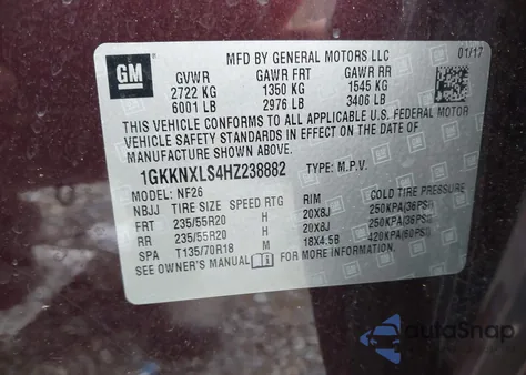 2017 GMC Acadia Denali z USA, uszkodzony, nr VIN 1GKKNXLS4HZ238882